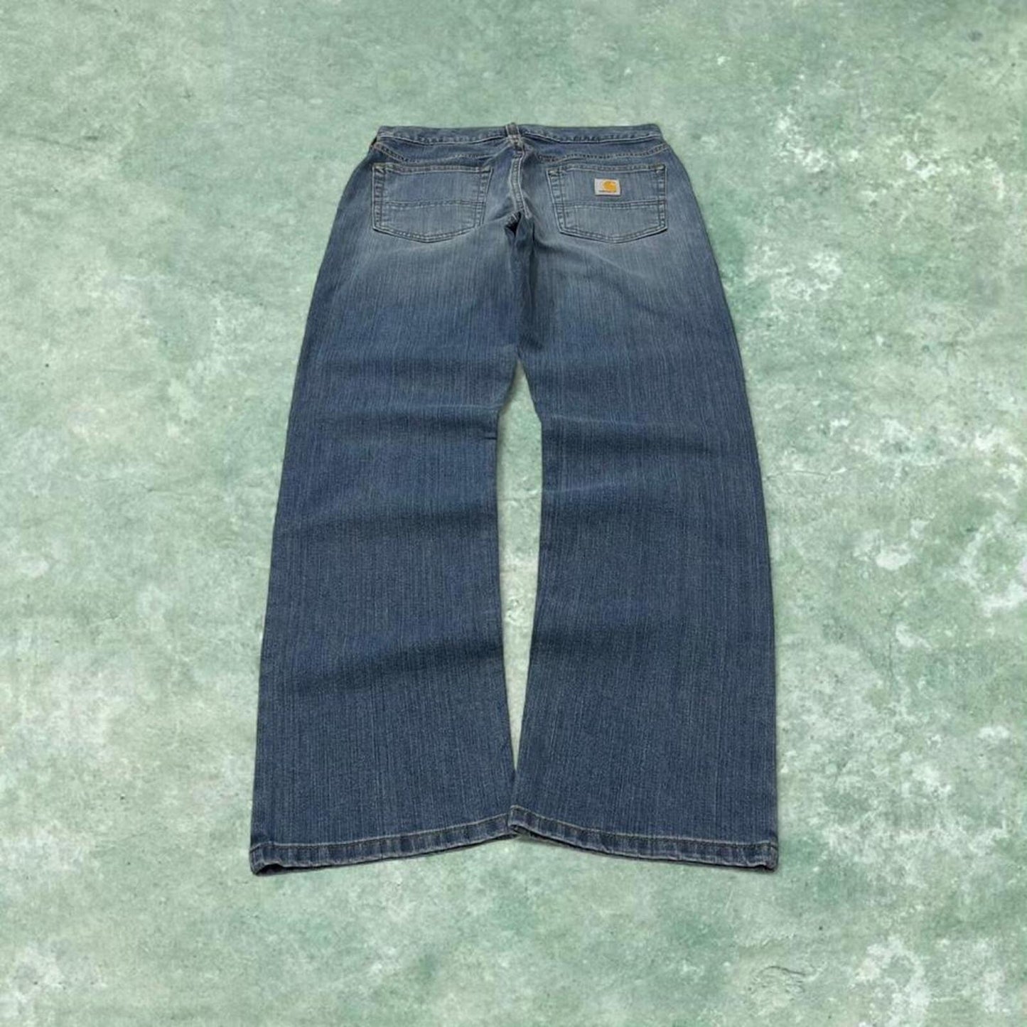 Y2k Carhartt jeans denim work pants blue Relaxed denim workwear pants white patch logo
