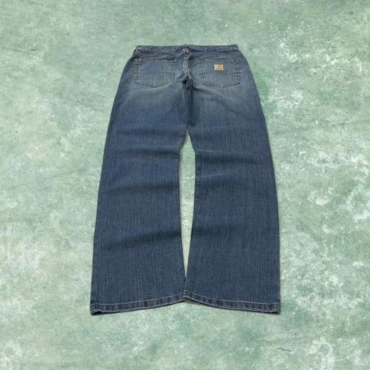 Y2k Carhartt jeans denim work pants blue Relaxed denim workwear pants white patch logo