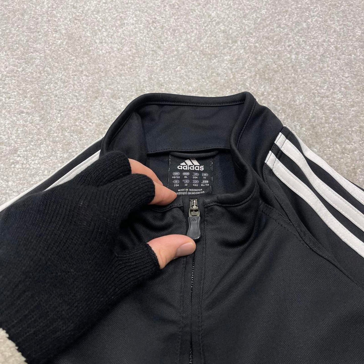 Vintage Adidas track jacket XXL men's y2k 00s style black funky sports tracksuit