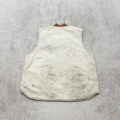 Vintage 90s Carhartt gilet vest L tan brown canvas padded chore body warmer workwear