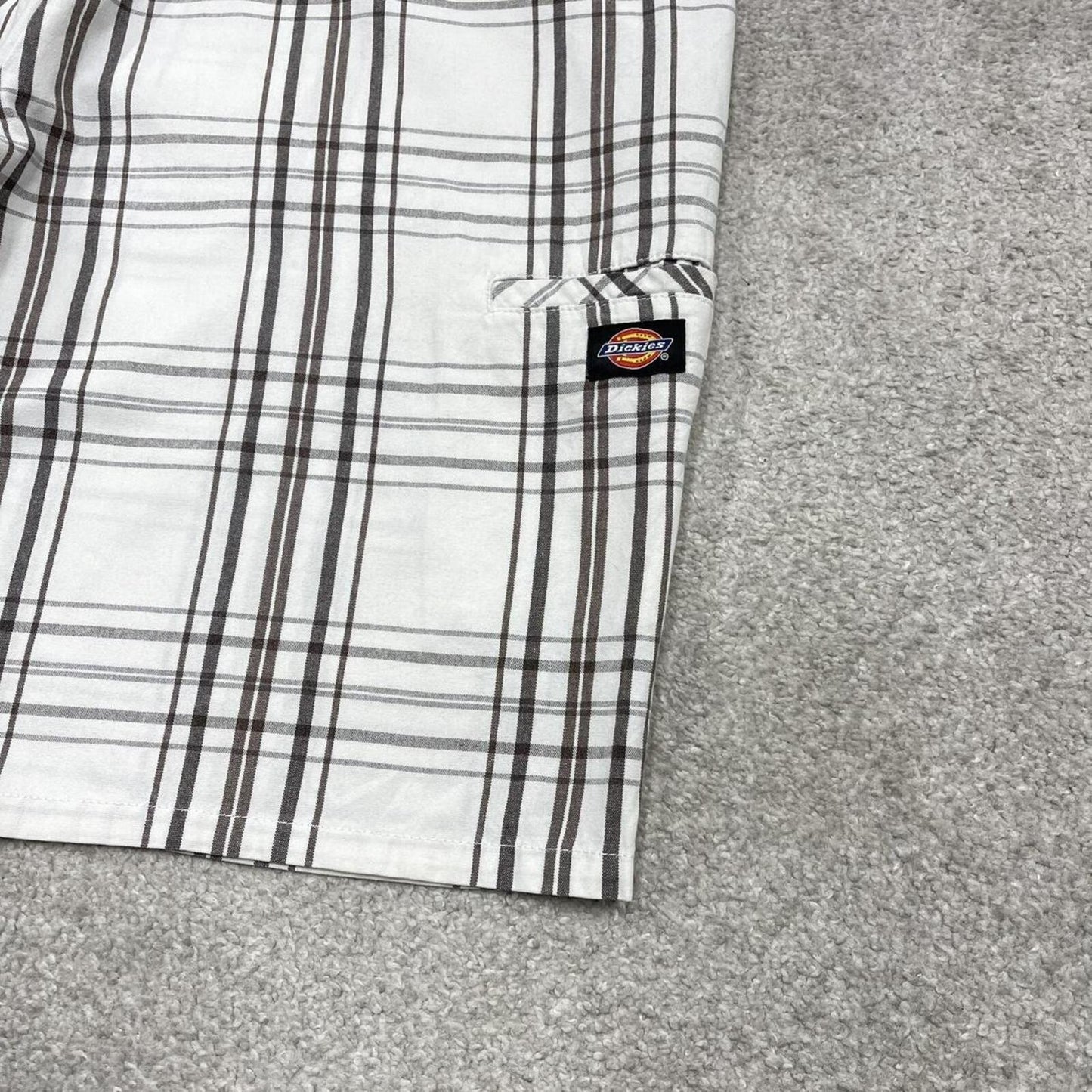 Y2k checkered Dickies chino shorts skater style white W38 Loose check summer festival shorts