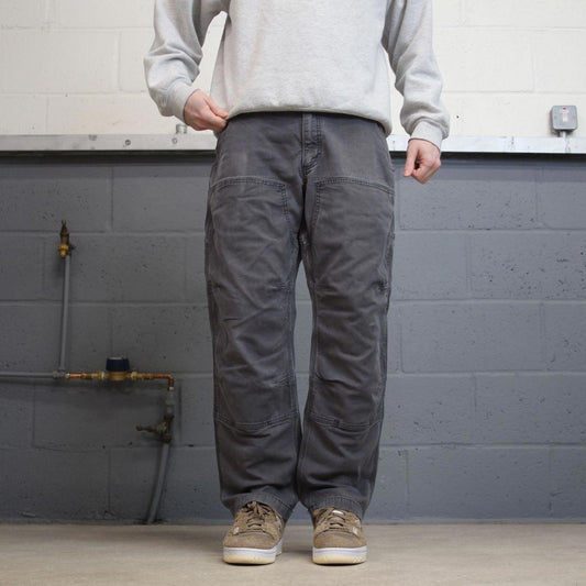 Y2K Carhartt double knee carpenter jeans grey Loose relaxed fit skate style workwear cargo pants