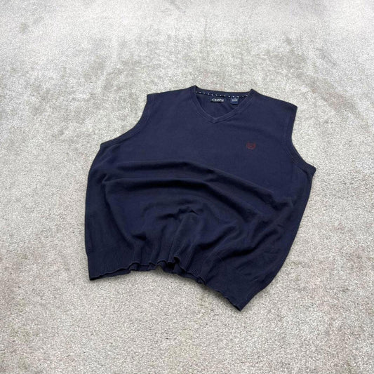 90s CHAPS knit sweater vest L men's navy knitted V neck pull over y2k 00s style