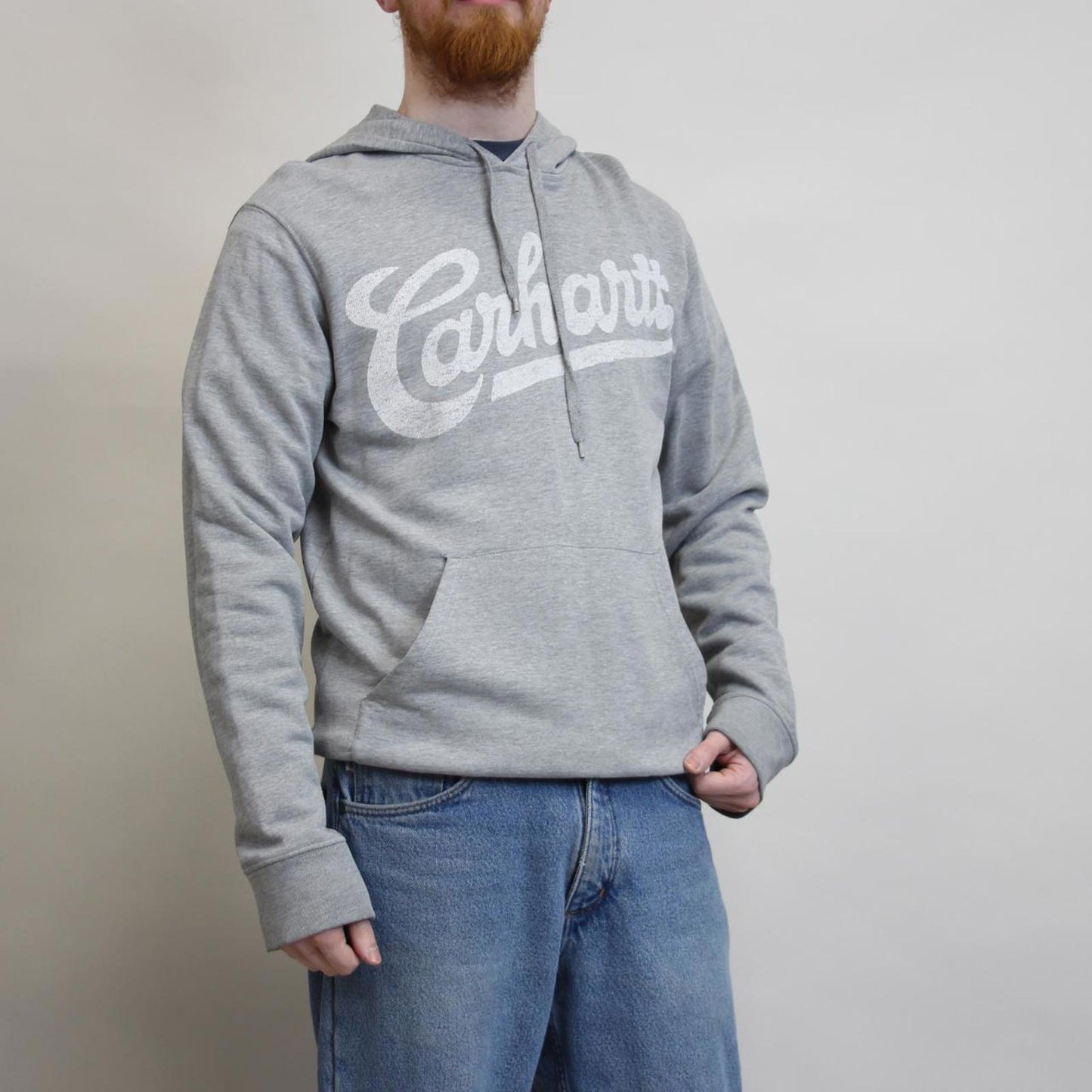 Grey Carhartt hoodie Medium Spell out logo pullover hooded sweatshirt