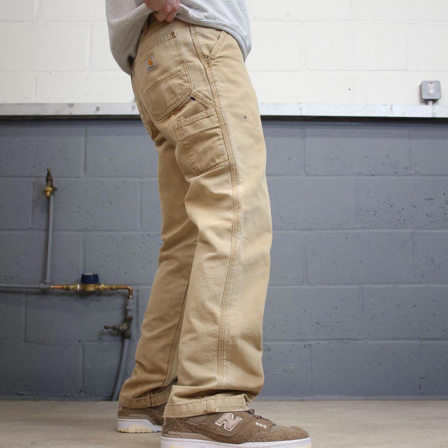 Vintage Carhartt carpenter jeans tan brown Loose relaxed fit canvas skate style workwear cargo pants