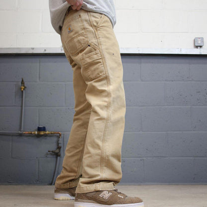 Vintage Carhartt carpenter jeans tan brown Loose relaxed fit canvas skate style workwear cargo pants