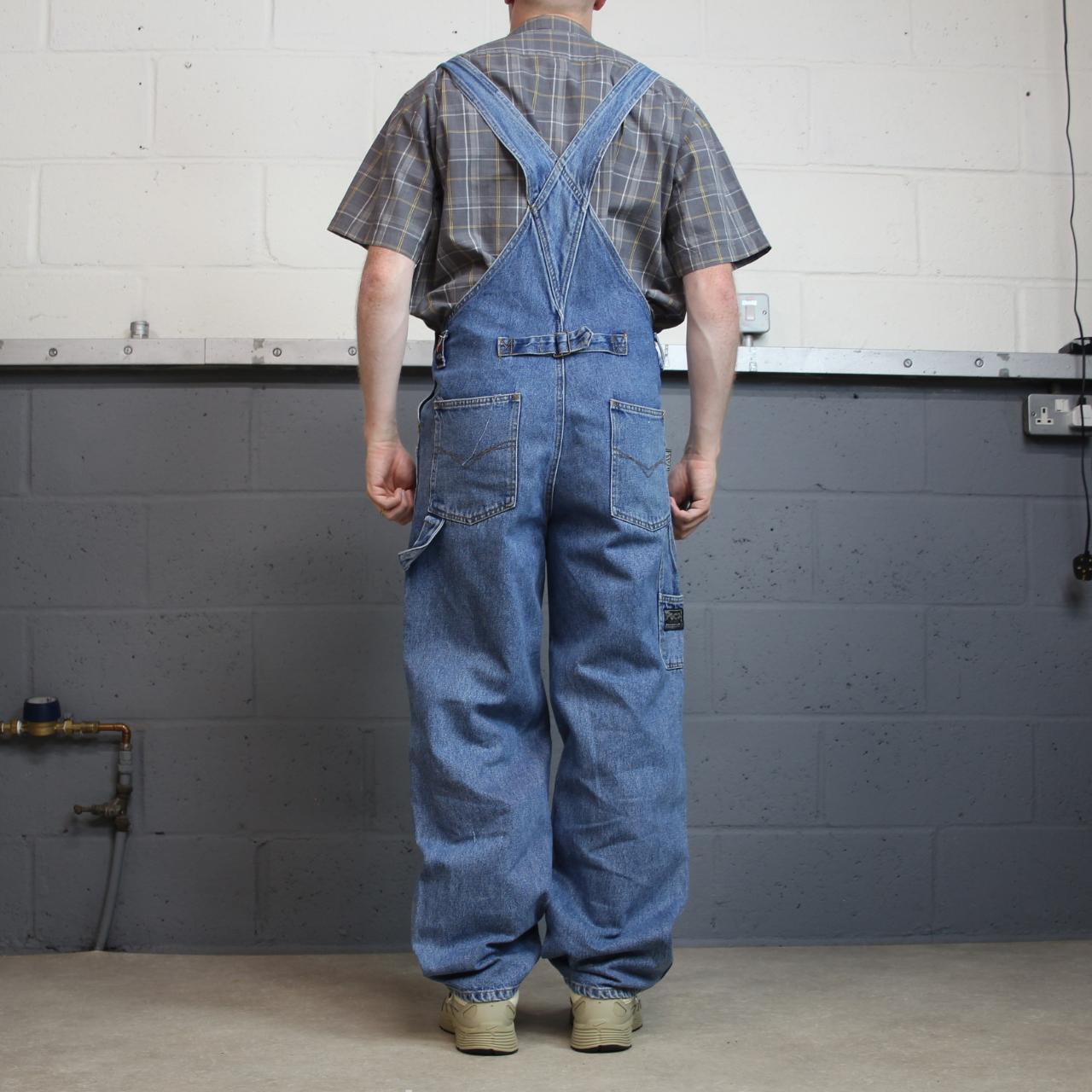PACO baggy dungarees y2k blue denim overalls Vintage workwear bib & brace utility