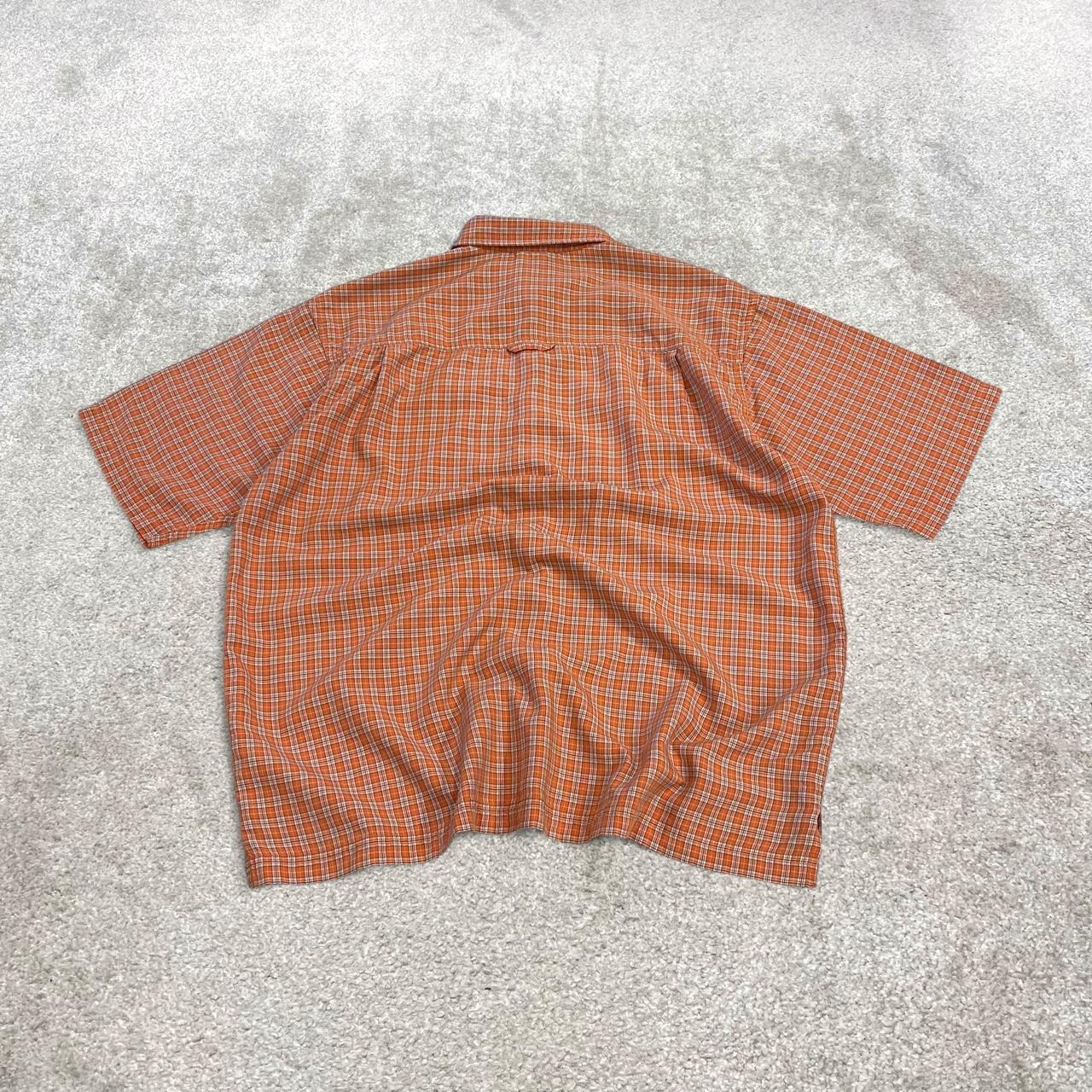 North face boxy checkered short sleeve shirt orange Y2K TNF surf style check shirt summer festival