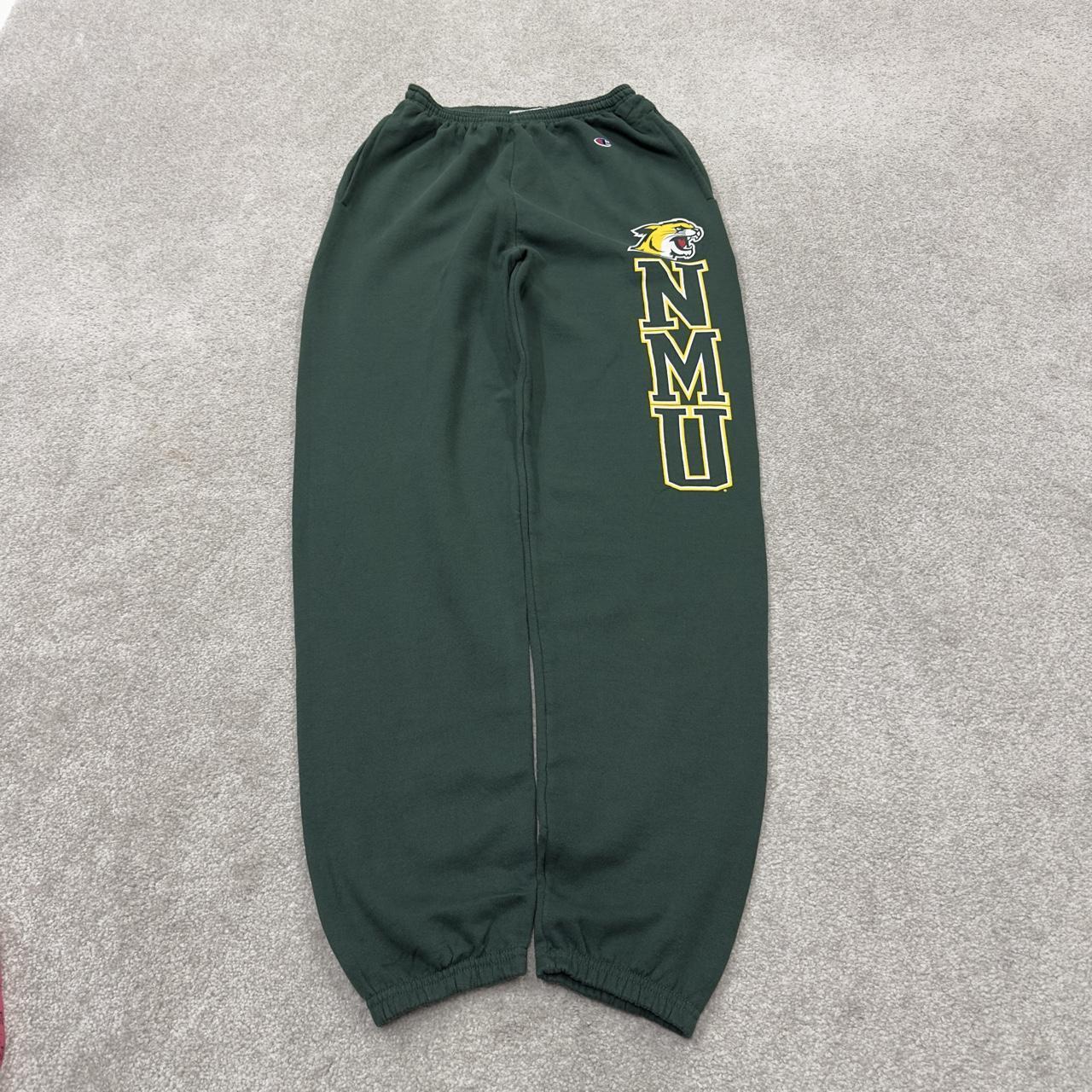 Green Y2K Champion joggers loose leg cuffed Loose casual 2000s style jogging bottoms
