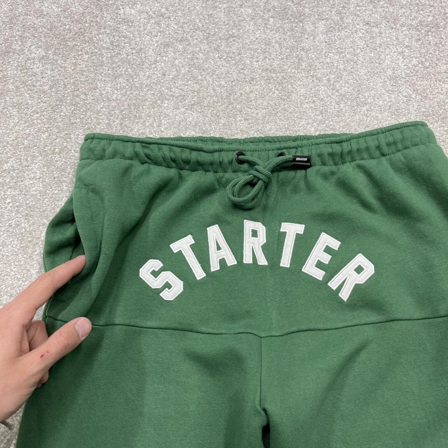 Y2K Starter sweatpants green cuffed joggers Loose embroidered tracksuit bottoms