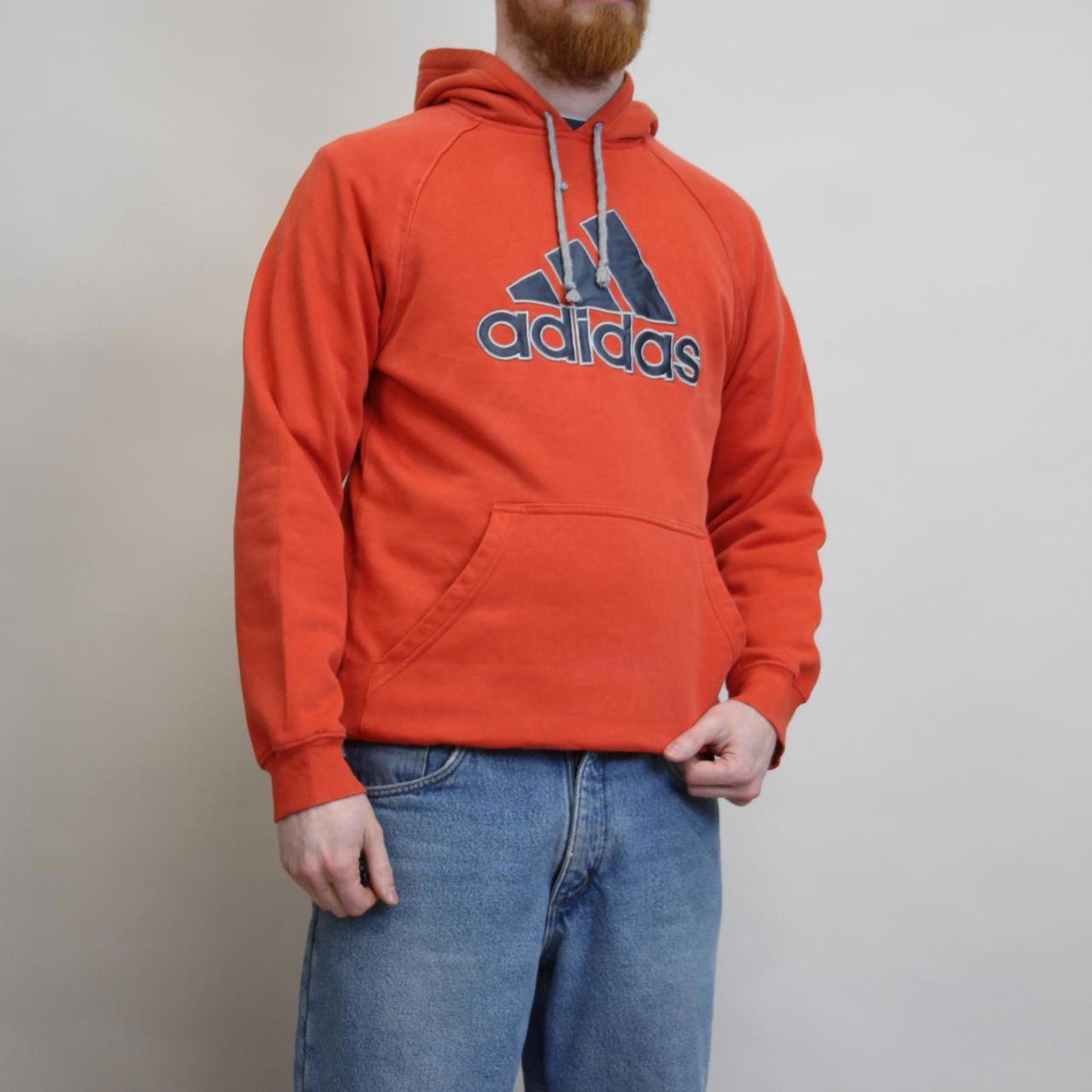 Orange Adidas hoodie S y2k pullover jumper embroidered logo