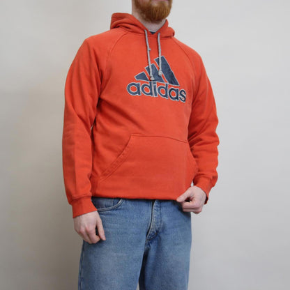 Orange Adidas hoodie S y2k pullover jumper embroidered logo