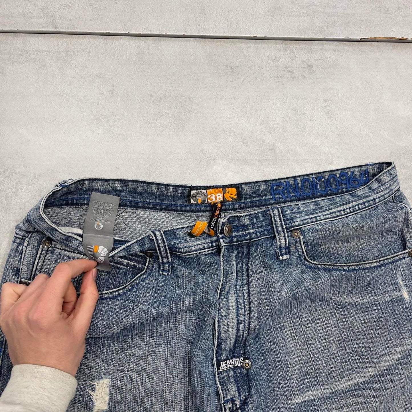 Baggy Akademiks jorts W38 loose denim Y2K print design shorts