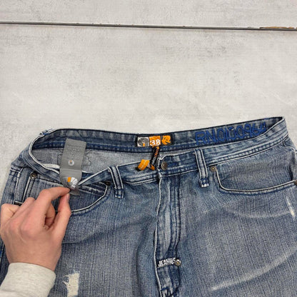Baggy Akademiks jorts W38 loose denim Y2K print design shorts