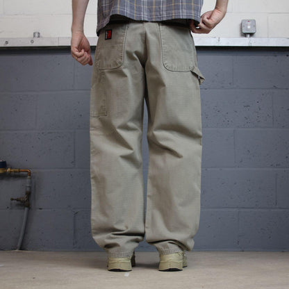 wrangler carpenter pants y2k cargo khaki Loose leg 2000s style canvasy skater work pants