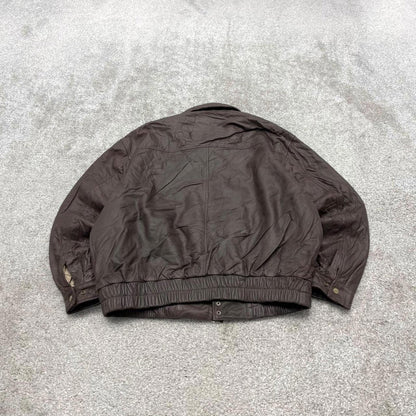 Vintage G3 leather flight aviator bomber jacket brown G-III boxy genuine leather coat