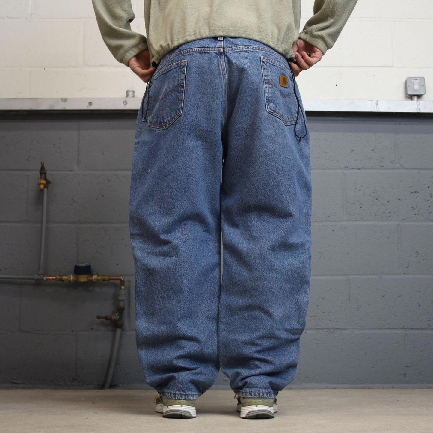 Y2K vintage Carhartt jeans fleece lined blue Loose thick warm denim skate style workwear pants