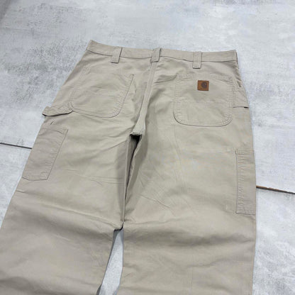 Baggy Carhartt carpenter pants W38L30 90s style skater canvasy loose wide leg beige cargos