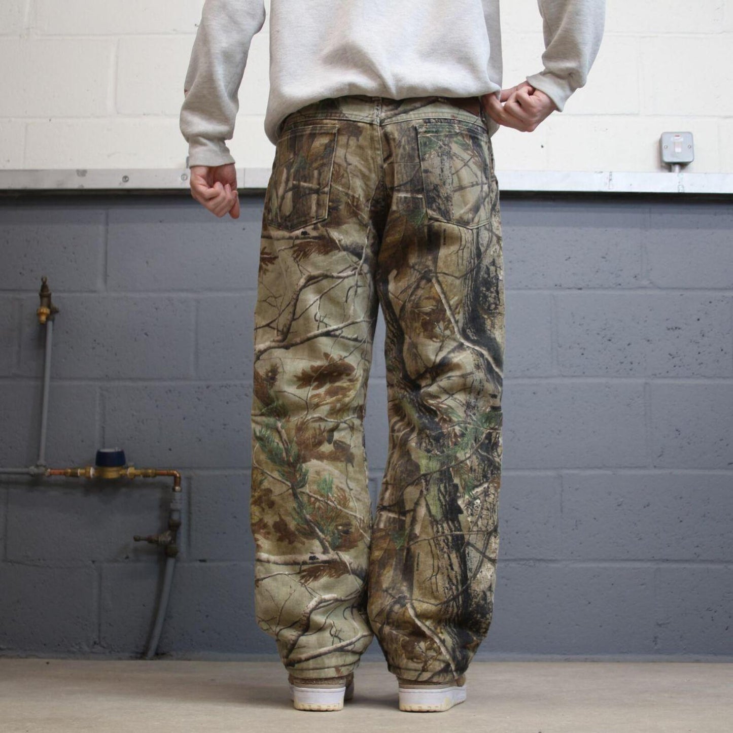 Wrangler camo jeans W34L30 khaki green straight leg Realtree camouflage pants fleece lined