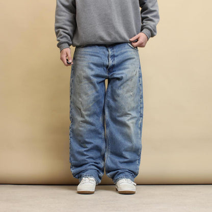 Blue Carhartt jeans W40L32 loose 90s style fleece lined denim pants skate style