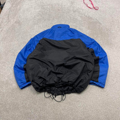 Y2K Columbia technical windbreaker jacket black blue Padded boxy fit tech coat adjustable