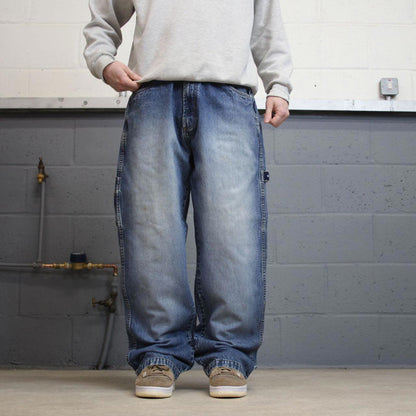 90s baggy Phat Farm carpenter jeans W36L33 loose blue denim y2k skate style hip hop pants