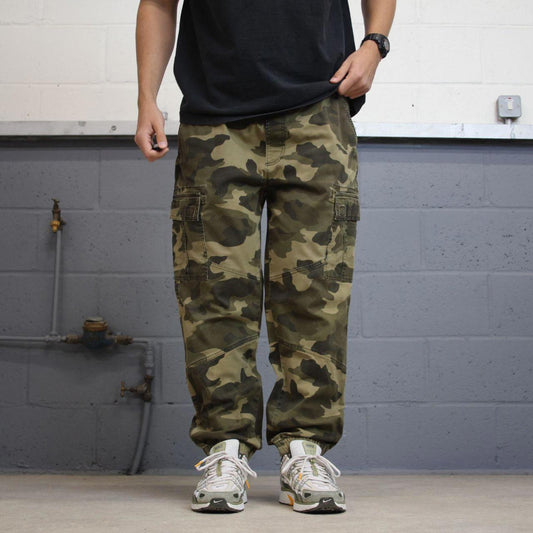 camo Urban Pipeline cargo pants W40L29 khaki green camouflage loose y2k style cargos utility pockets