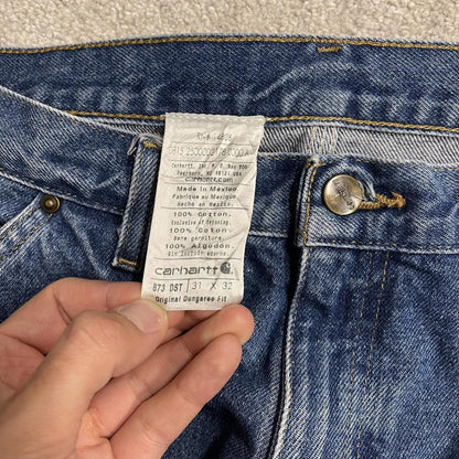 Carhartt double knee carpenter jeans y2k W31L32 blue 100% cotton thick heavy denim American workwear