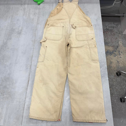 Carhartt overalls W38 L28 mens quilt lined canvas dungarees beige utility worker