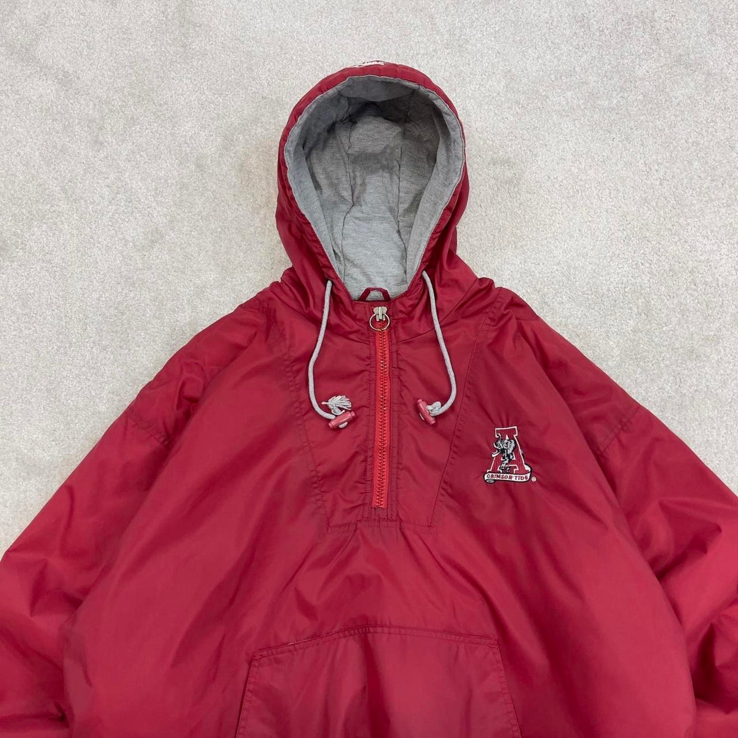 Alabama Crimson Tide Starter jacket XL red pullover hooded half zip nfl windbreaker bomber