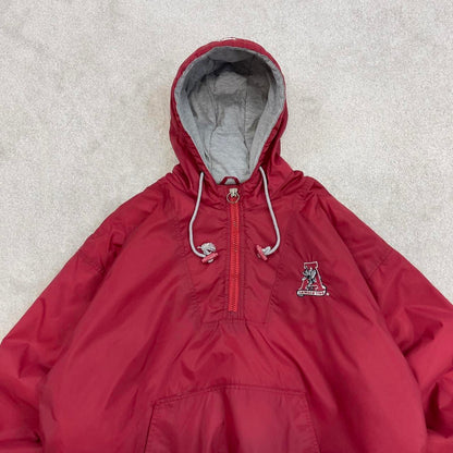 Alabama Crimson Tide Starter jacket XL red pullover hooded half zip nfl windbreaker bomber