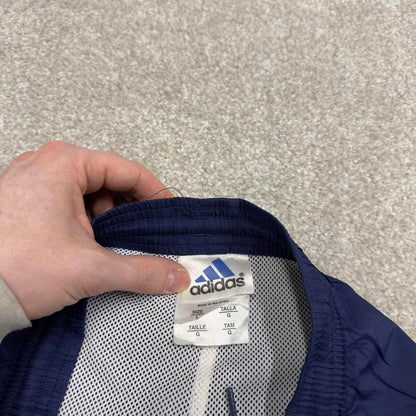 Vintage Y2K baggy Adidas tracksuit bottoms navy Wide-leg embroidered mesh lined track pants