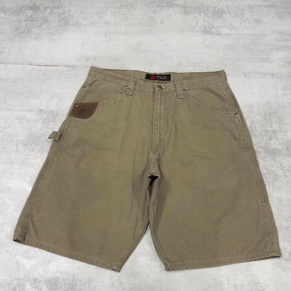 Khaki Wrangler carpenter Jorts W36
