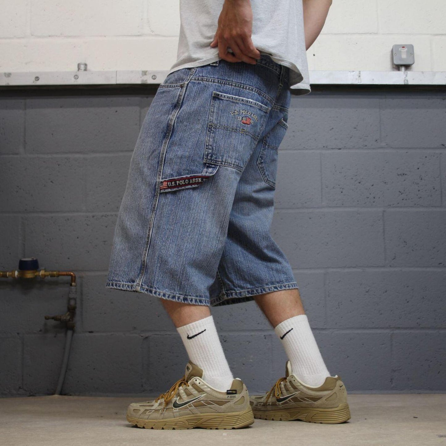 Denim Y2K carpenter shorts baggy blue U.S. POLO ASSN cargo summer festival shorts