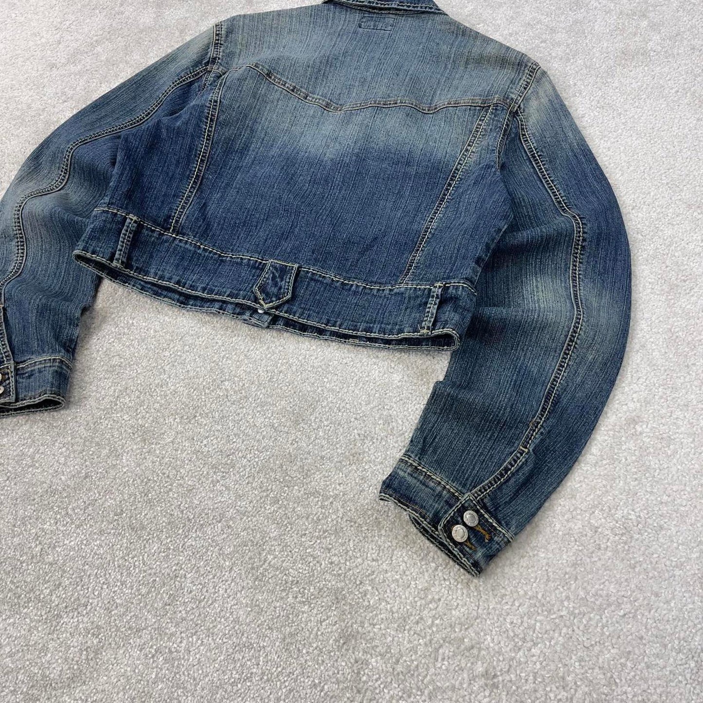 Elite Jeans denim jacket 2X women's blue western Cinch denim cowgirl cropped jacket