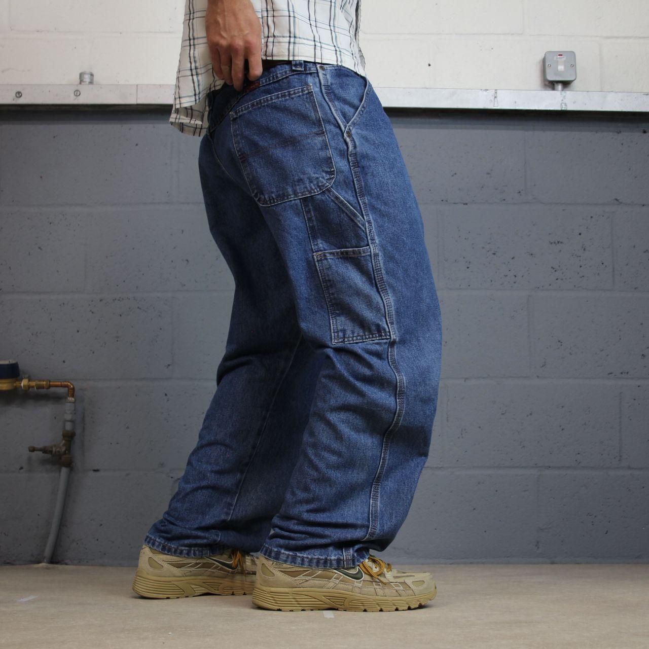 Wrangler carpenter jeans y2k blue denim Loose straight leg skater 2000s style cargo pants