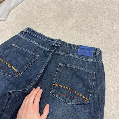 Y2K baggy skate jeans wide leg blue Loose G Unit denim skater style pants