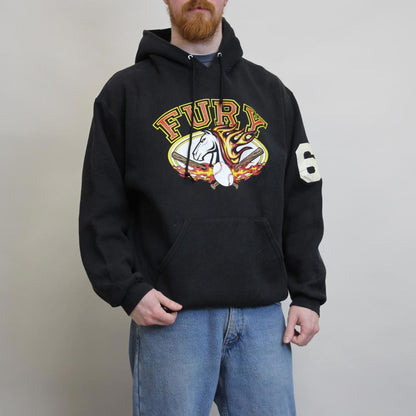 Black Russell Athletic hoodie Large Thick pullover jumper FURY baseball