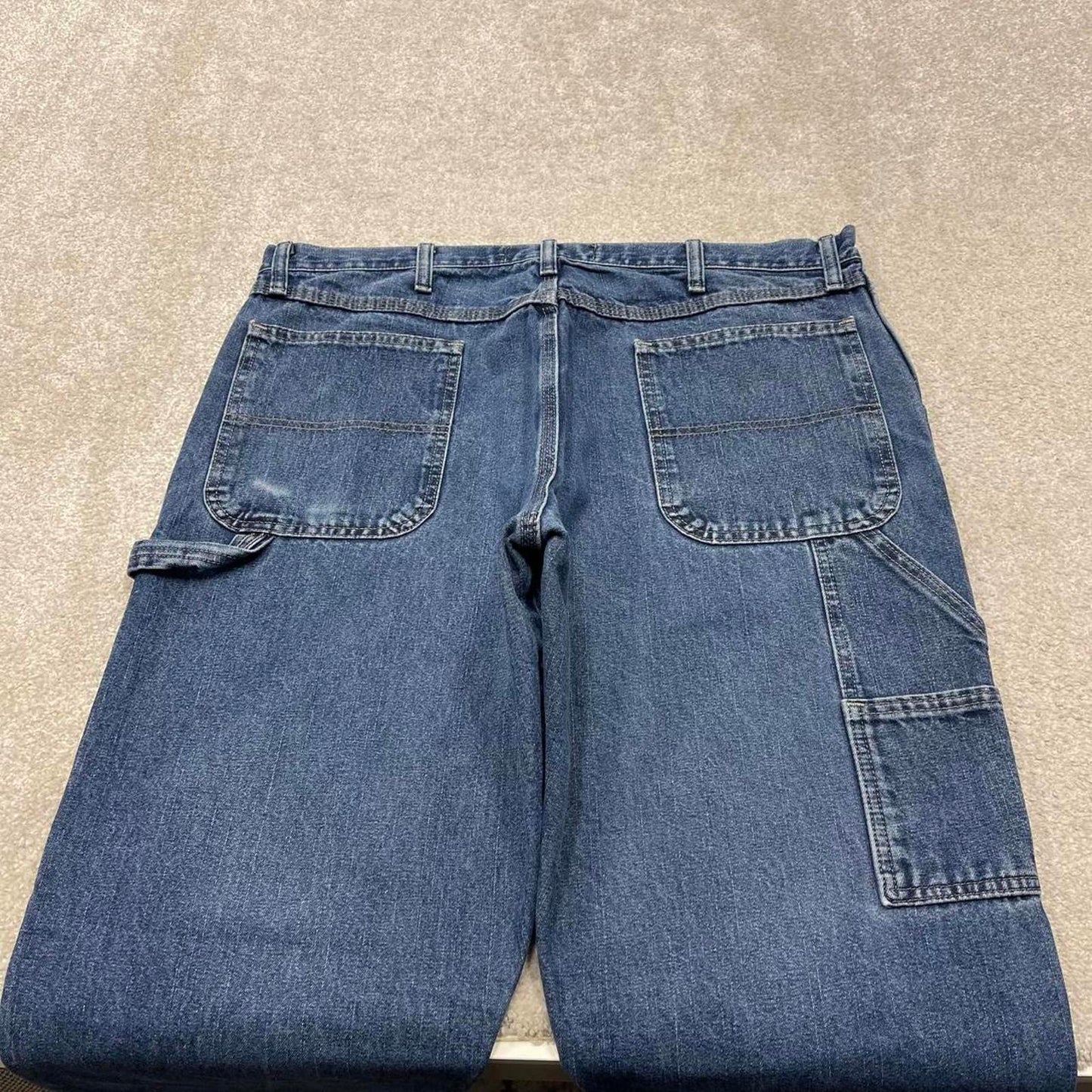 Y2K baggy fit Wrangler carpenter jeans blue Loose wide leg denim skate style workwear cargo pants