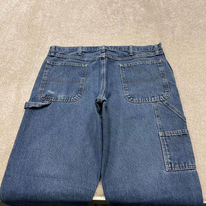 Y2K baggy fit Wrangler carpenter jeans blue Loose wide leg denim skate style workwear cargo pants