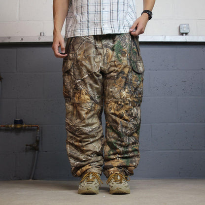 Cabela’s Realtree camo cargo pants XXL brown insulated utility hunting trousers