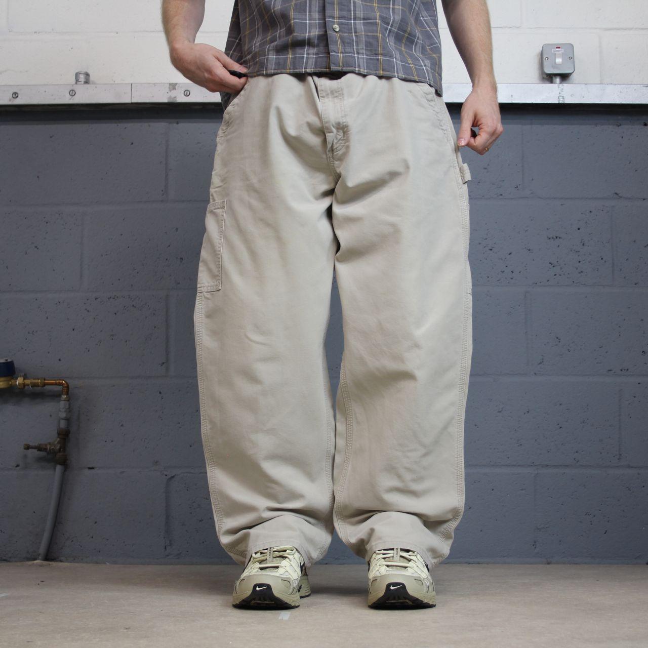 baggy vintage Carhartt carpenter pants beige y2k Loose leg 2000s style skater workwear cargos