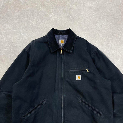 Vintage black Carhartt Detroit jacket XL blanket lined canvas American USA