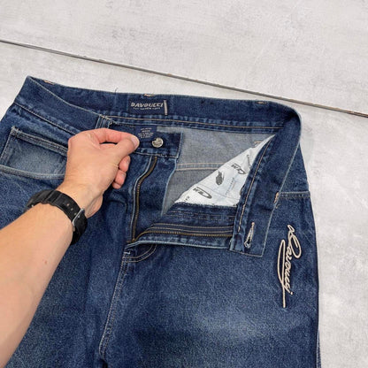 Baggy Davoucci jeans W34 L33 blue wide leg denim 90s style skater jeans