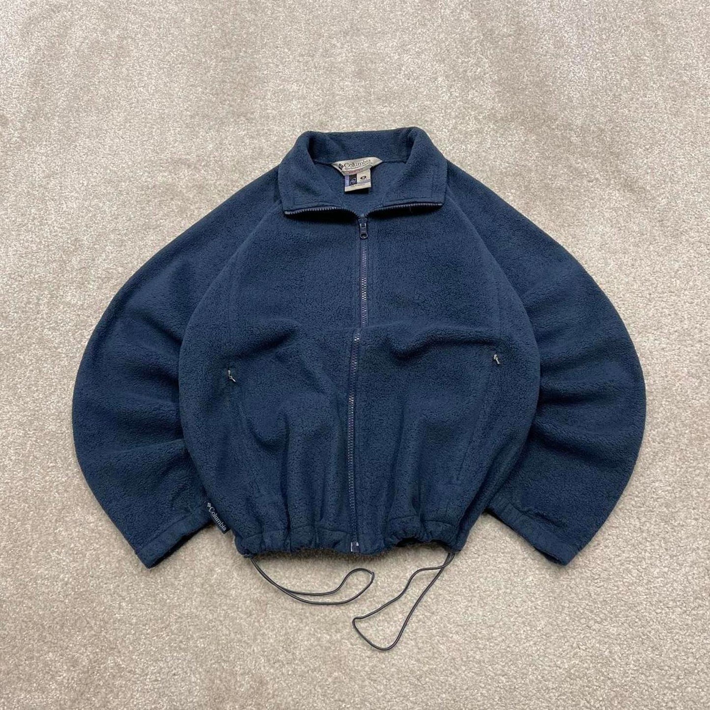 00s Columbia technical fleece M women's navy full zip up y2k style autumn adjustable waist