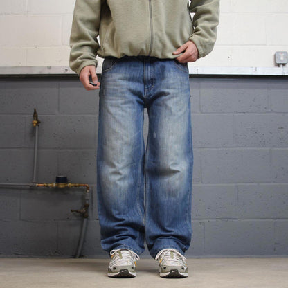 Y2K Southpole jeans embroidered blue Loose straight leg denim skater 00s style pants