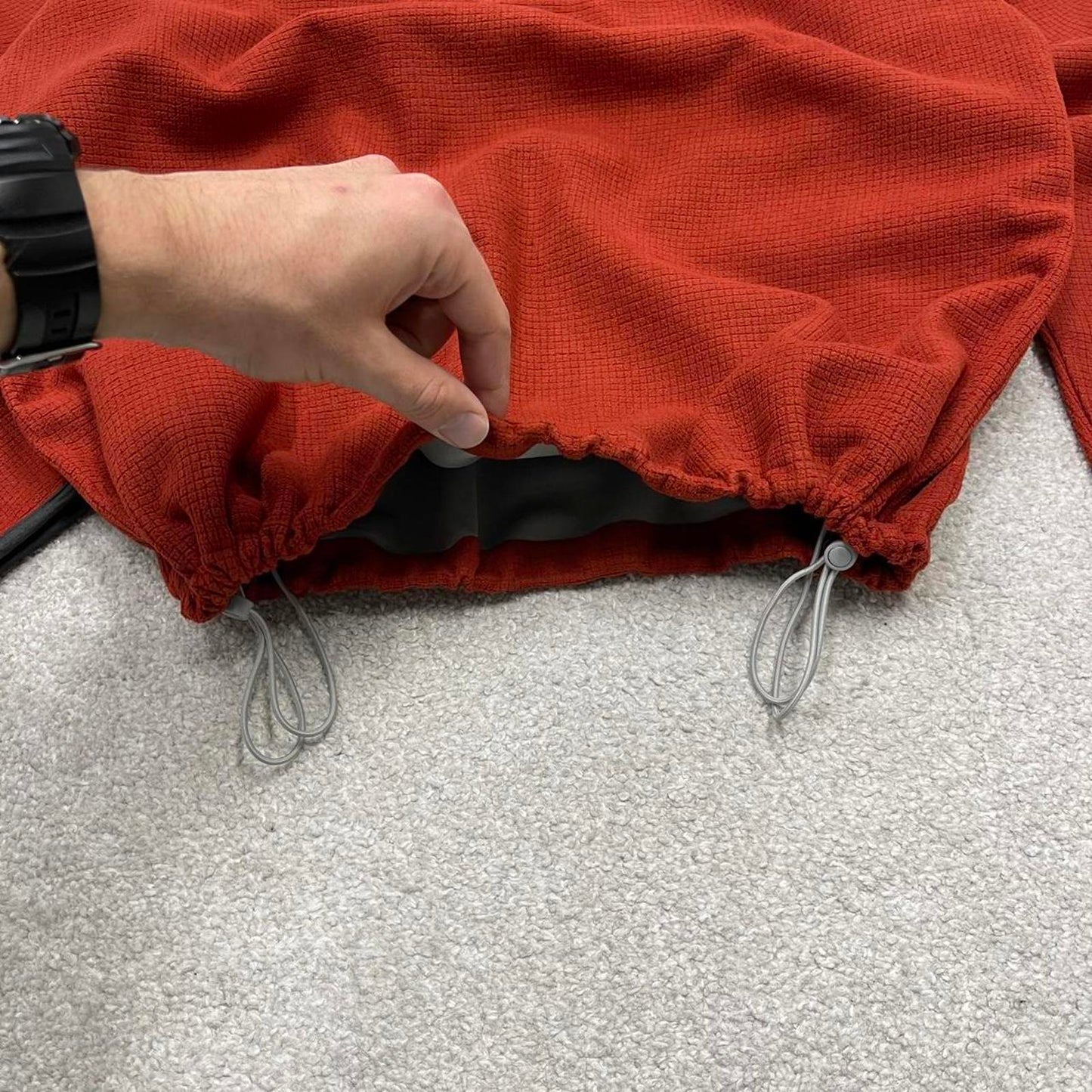 00s Columbia technical fleece L men's red 1/4 zip up y2k waffle style autumn adjustable waist