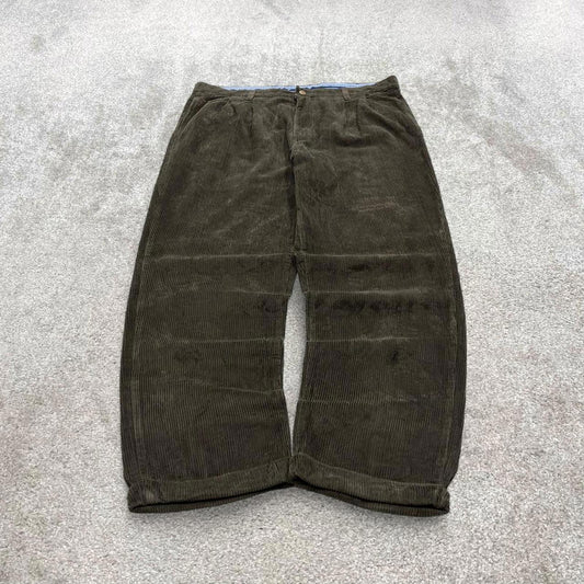 Vintage baggy jumbo corduroy pants Green Club Room wide wale chunky cord trousers