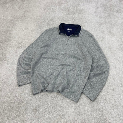 Grey Izod technical fleece Large 1/4 zip up pull over y2k autumn knit style