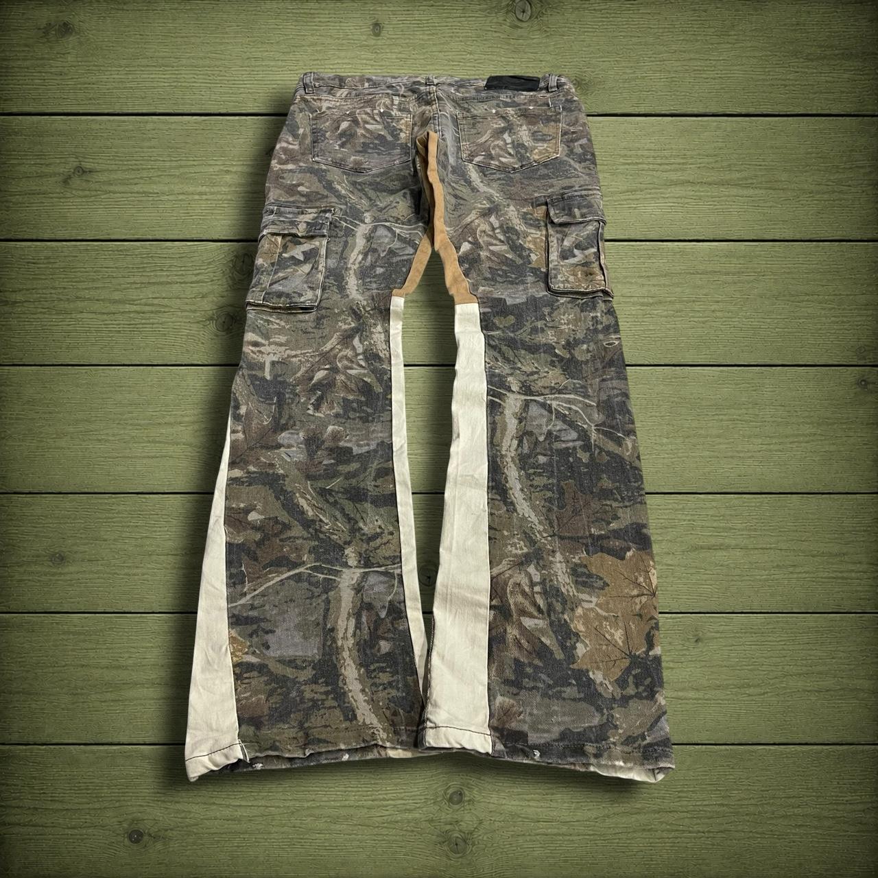 Y2K bootcut camo jeans paneled style green Another Hype Piece  bootcut cargo pants